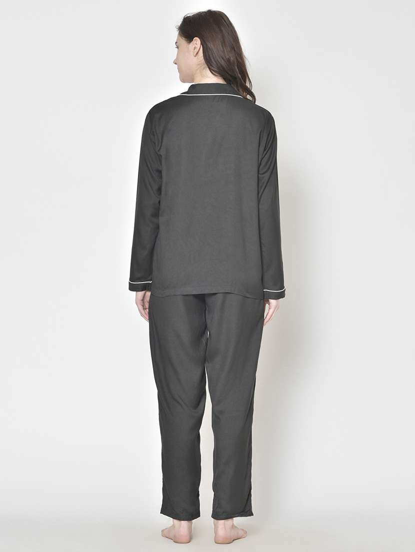 women solid nightwear pyjama set - 21711501 -  Standard Image - 3