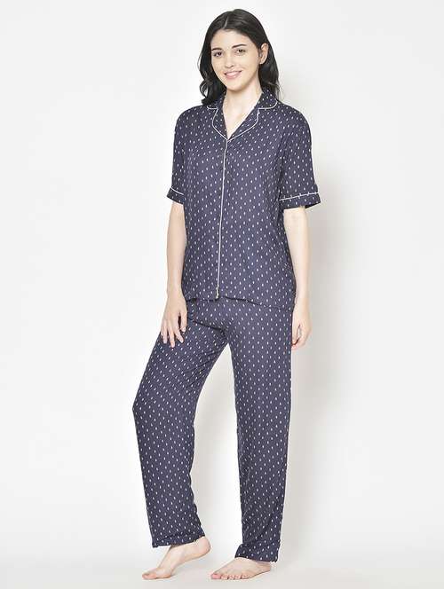 women printed nightwear pyjama set - 21711503 -  Standard Image - 0