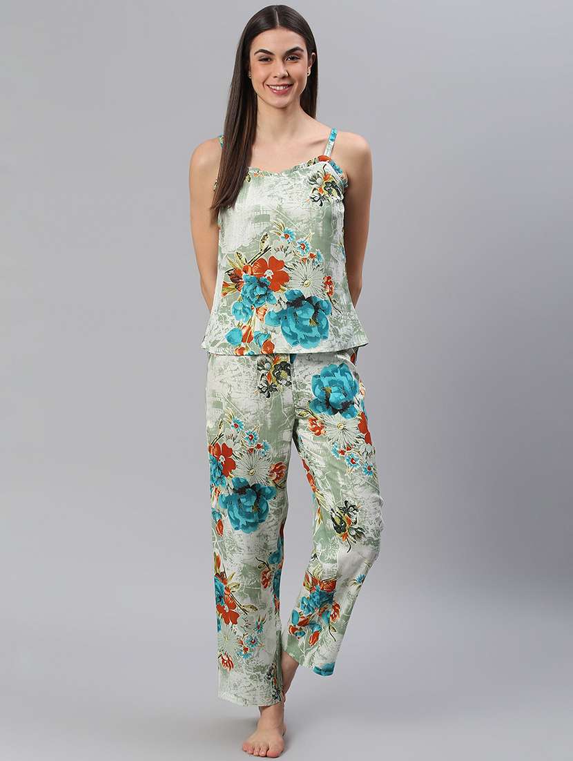 women printed nightwear pyjama set