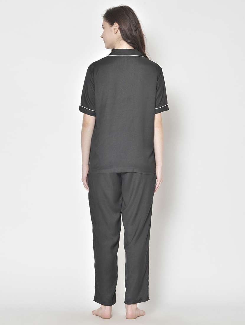 women solid nightwear pyjama set - 21711509 -  Standard Image - 3