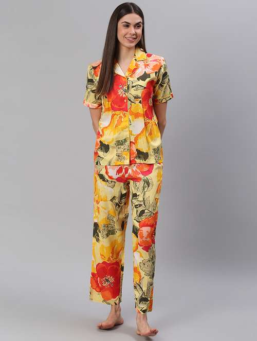 women printed nightwear pyjama set - 21711513 -  Standard Image - 0