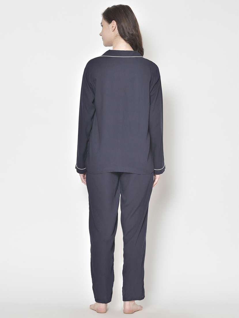 women solid nightwear pyjama set - 21711518 -  Standard Image - 3