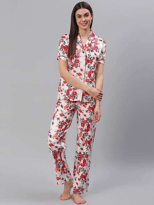 women printed nightwear pyjama set - 21711528 - Standard Image - 0