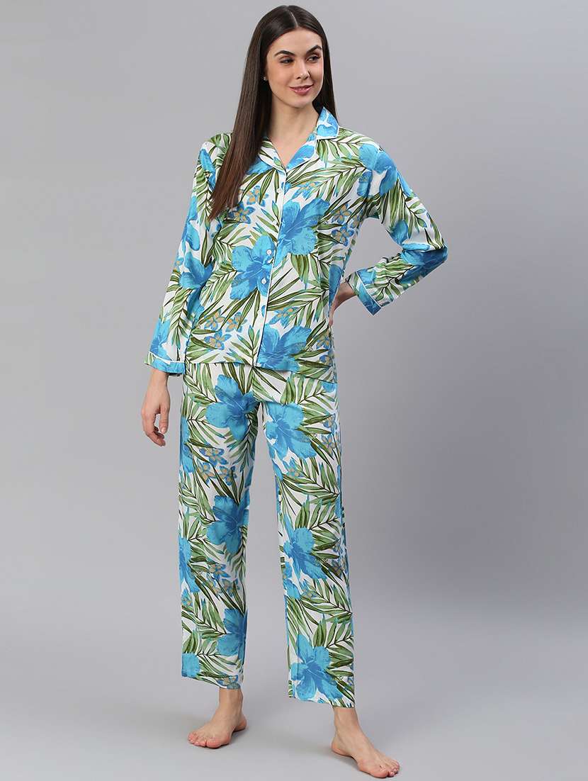 women printed nightwear pyjama set