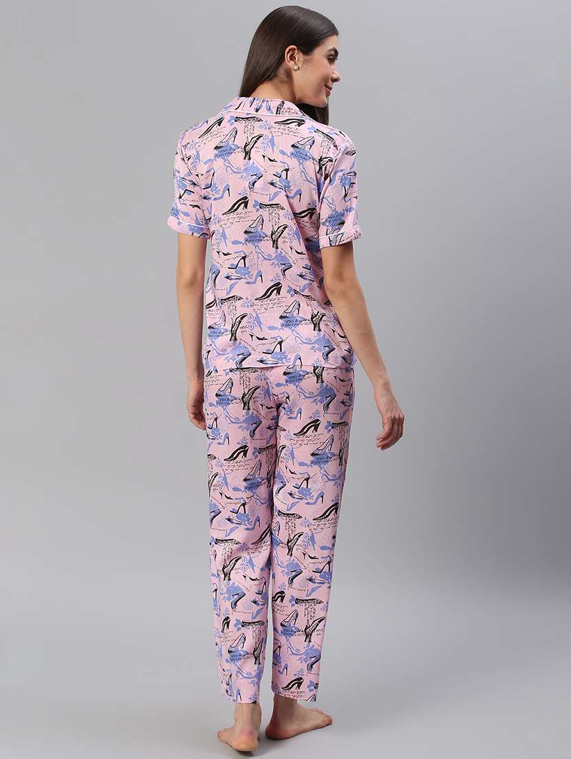 women printed nightwear pyjama set - 21711538 - Standard Image - 3