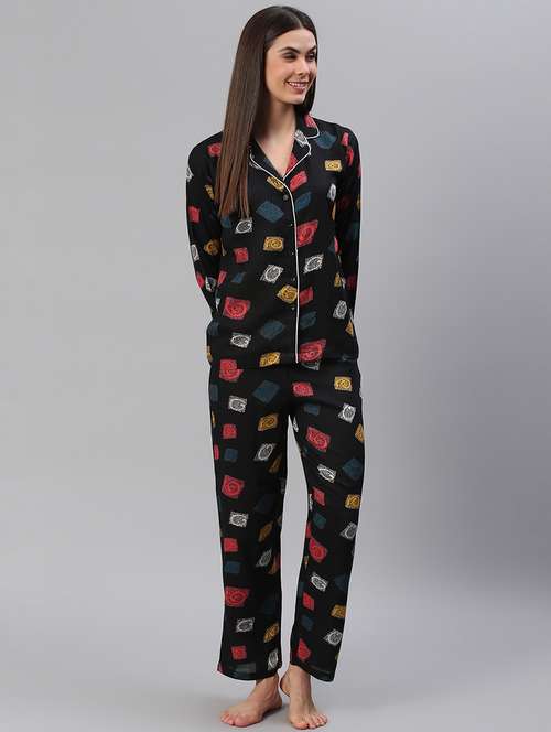 women printed nightwear pyjama set - 21711539 -  Standard Image - 0