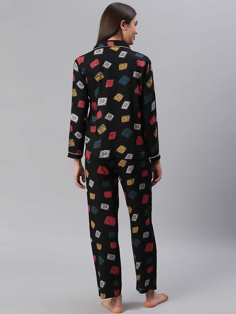 women printed nightwear pyjama set - 21711539 -  Standard Image - 3