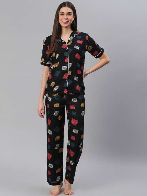 women printed nightwear pyjama set - 21711540 -  Standard Image - 0