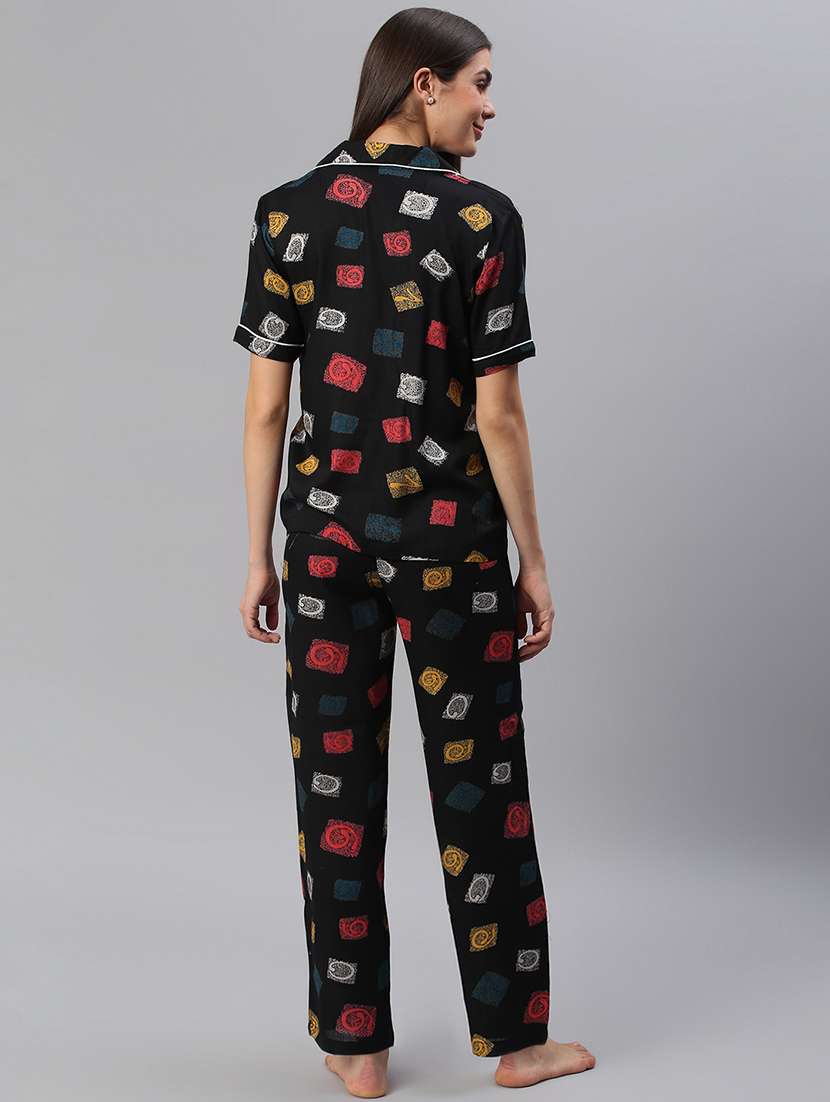 women printed nightwear pyjama set - 21711540 -  Standard Image - 3