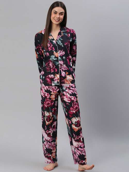 women printed nightwear pyjama set - 21711541 -  Standard Image - 0