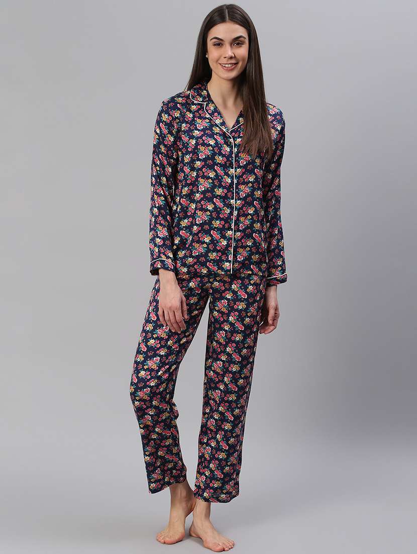 women printed nightwear pyjama set