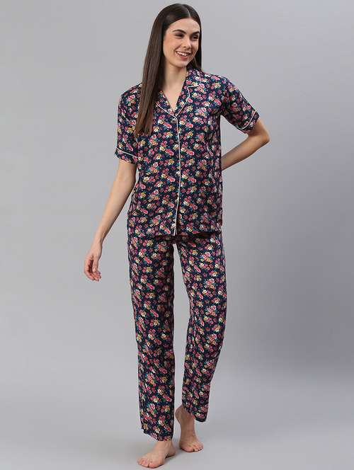 women printed nightwear pyjama set - 21711544 - Standard Image - 0
