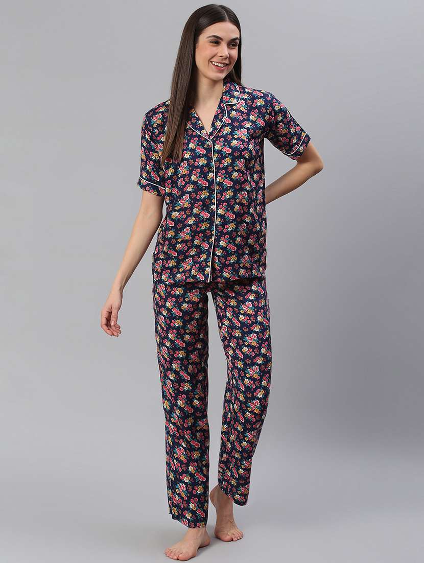 women printed nightwear pyjama set
