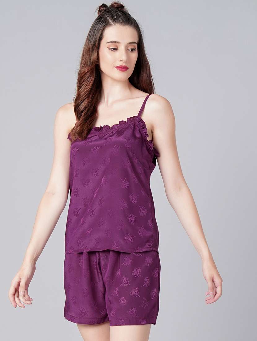 women self designed nightwear shorts set