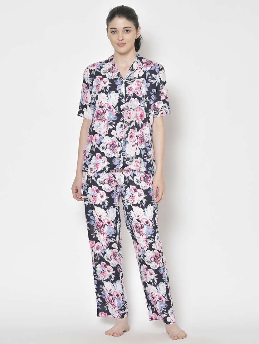 women printed nightwear pyjama set