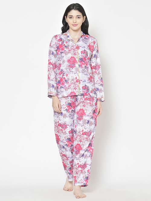 women printed nightwear pyjama set - 21711567 - Standard Image - 0