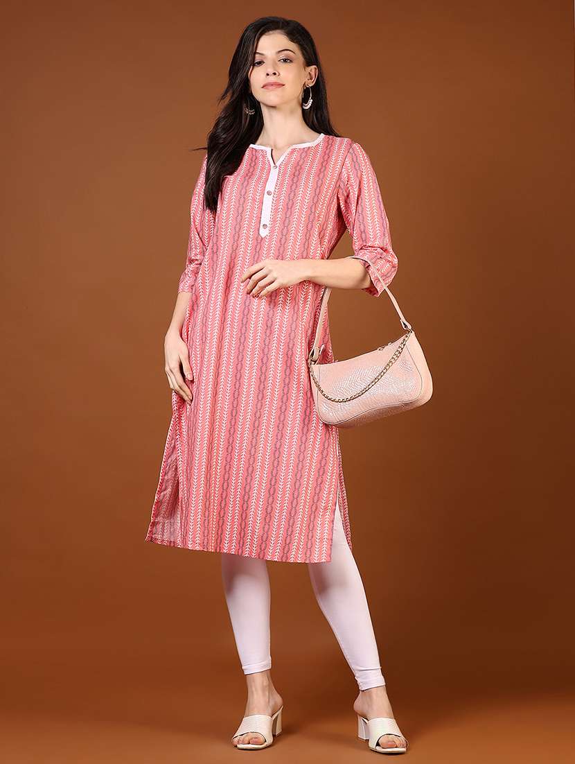 women three quarter sleeves straight kurta - 21711654 -  Standard Image - 3