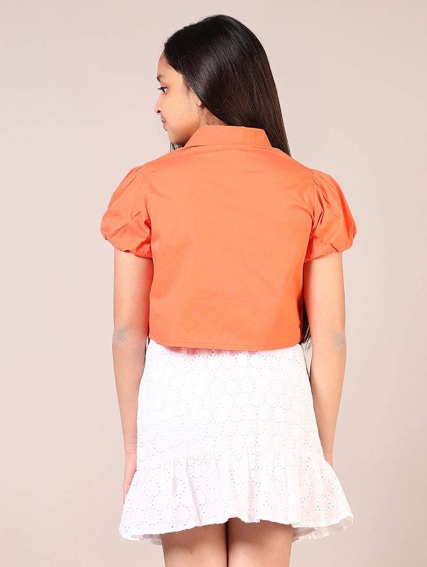 girls orange solid short sleeve top - 21711666 - Standard Image - 3