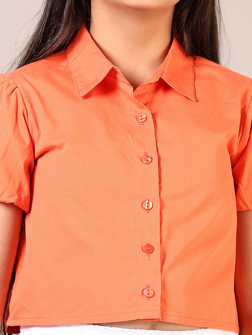 girls orange solid short sleeve top - 21711666 - Standard Image - 5