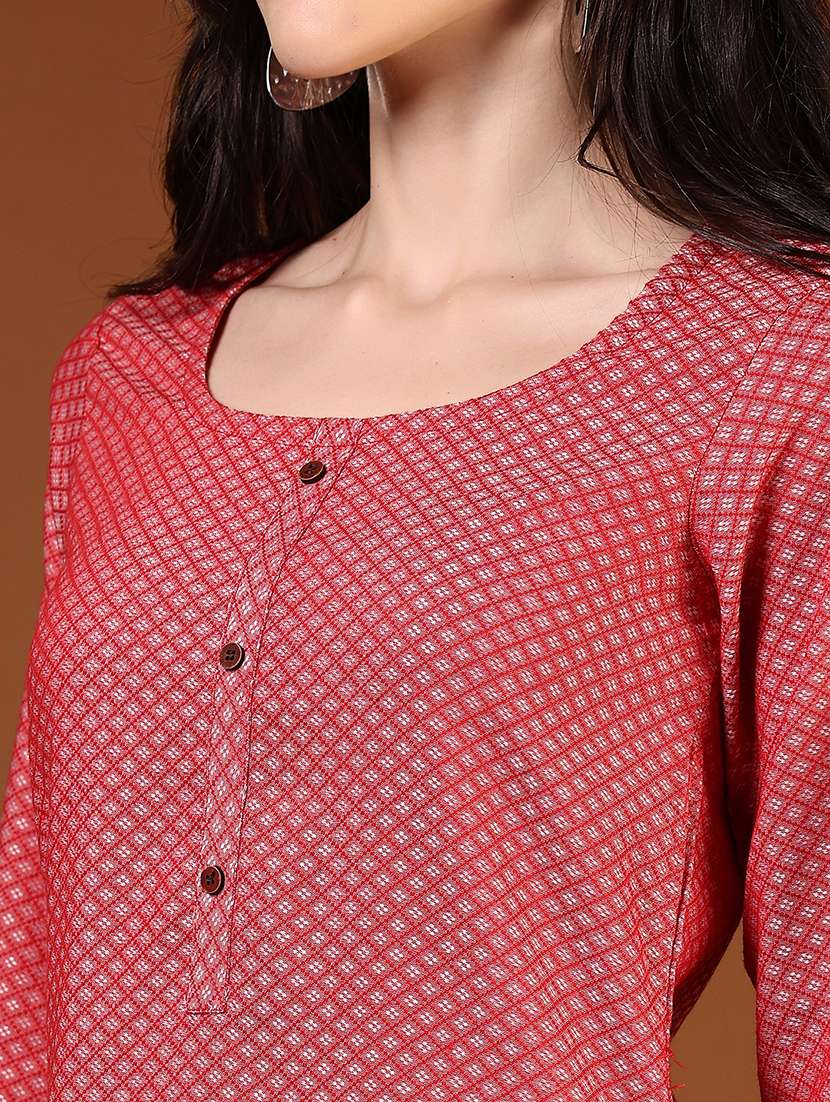 women three quarter sleeves straight kurta - 21711681 -  Standard Image - 5