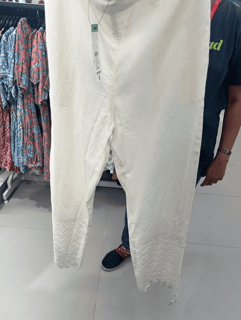 off white cotton flex trousers - 21711694 - Standard Image - 0