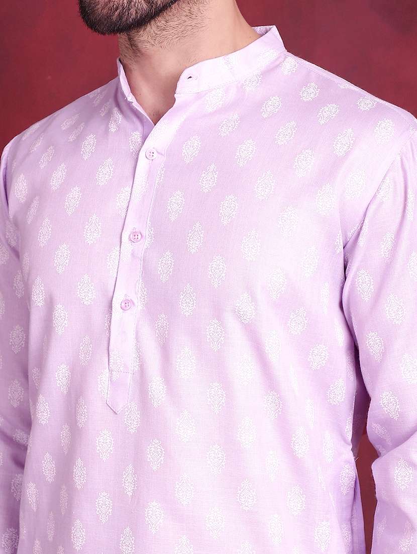men mandarin neck printed kurta pyjama set - 21711764 -  Standard Image - 5