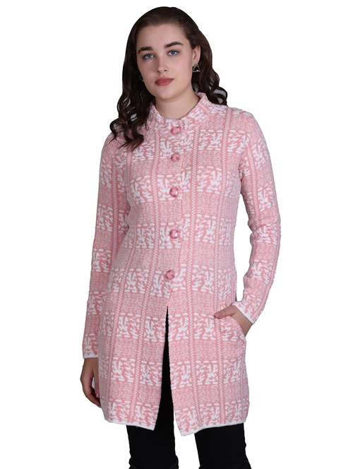 women self design long line coatigan - 21711812 - Standard Image - 0