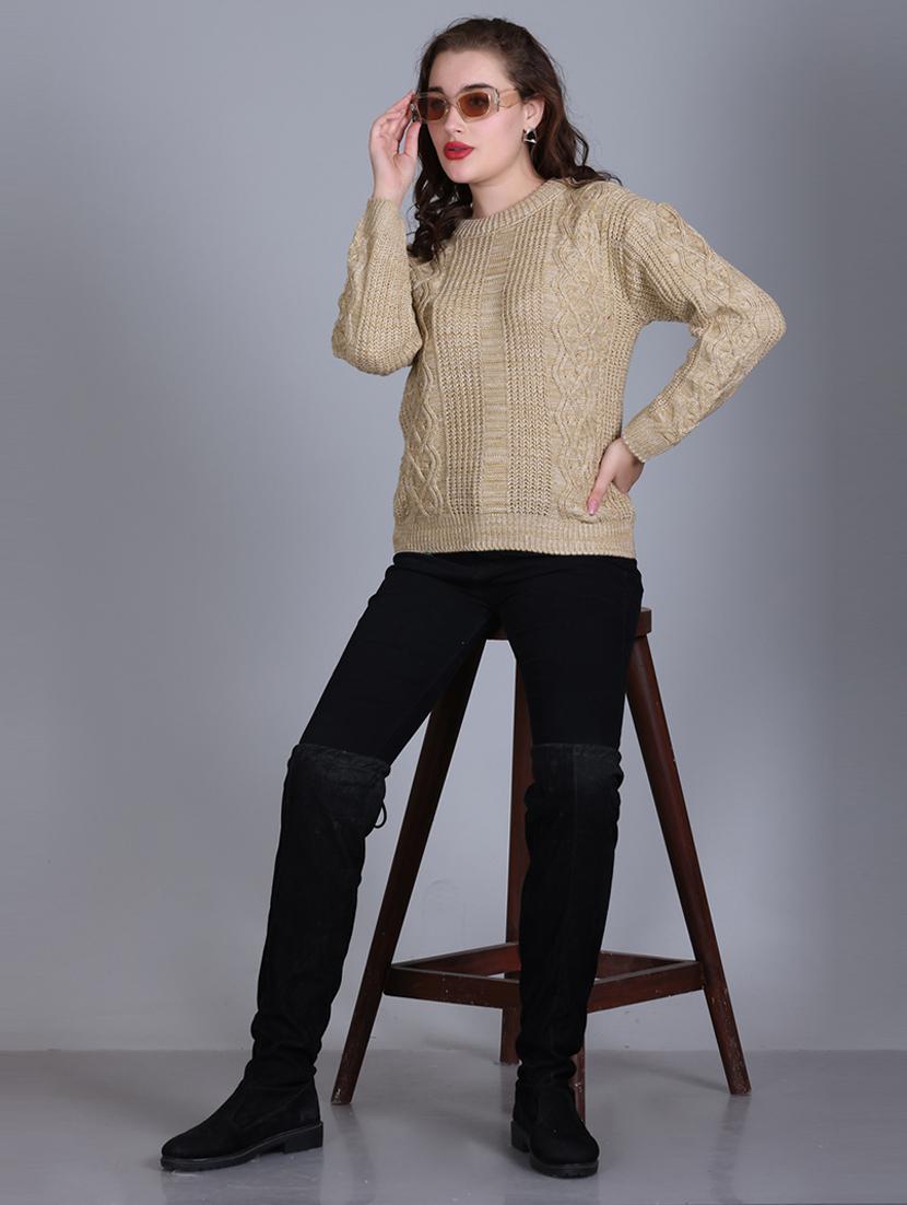 women long sleeves self design pullover - 21711900 - Standard Image - 5