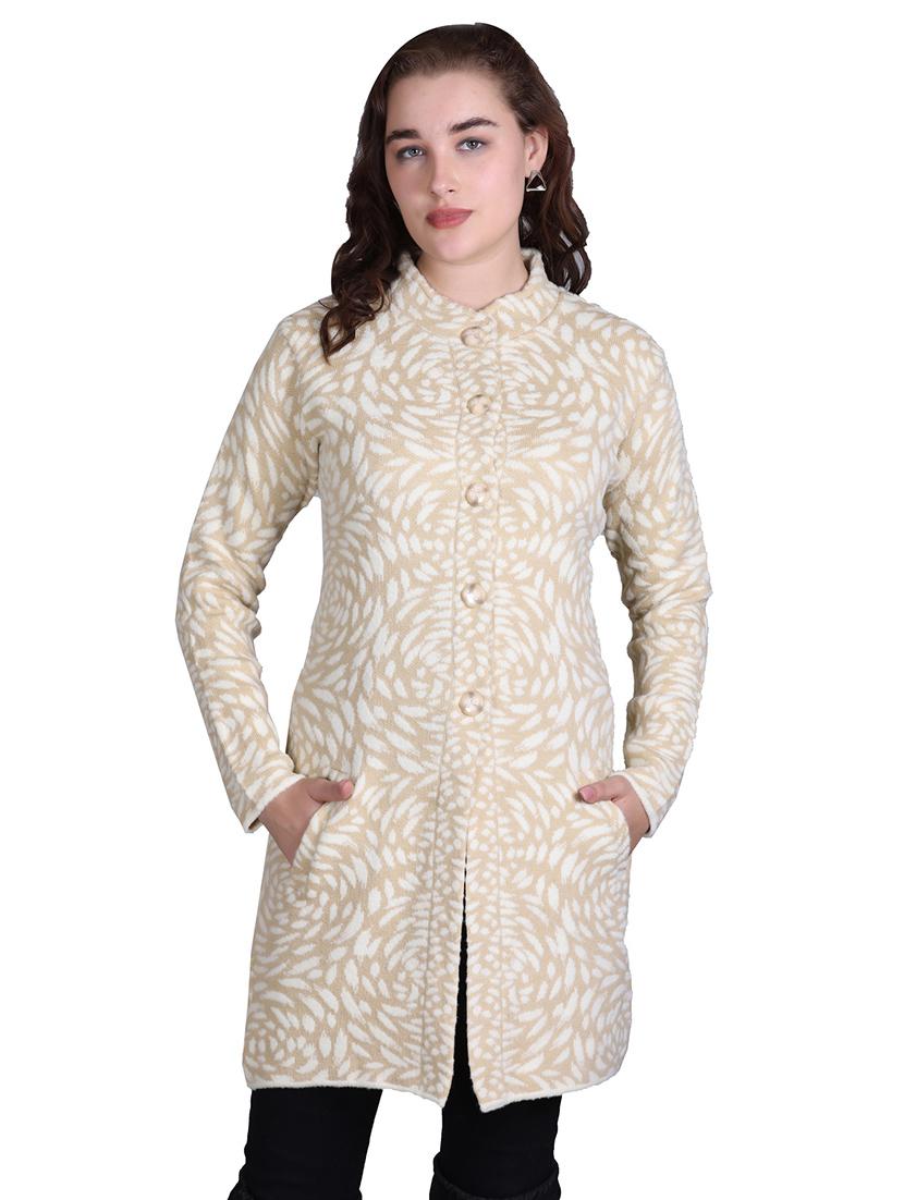 women self design long line coatigan