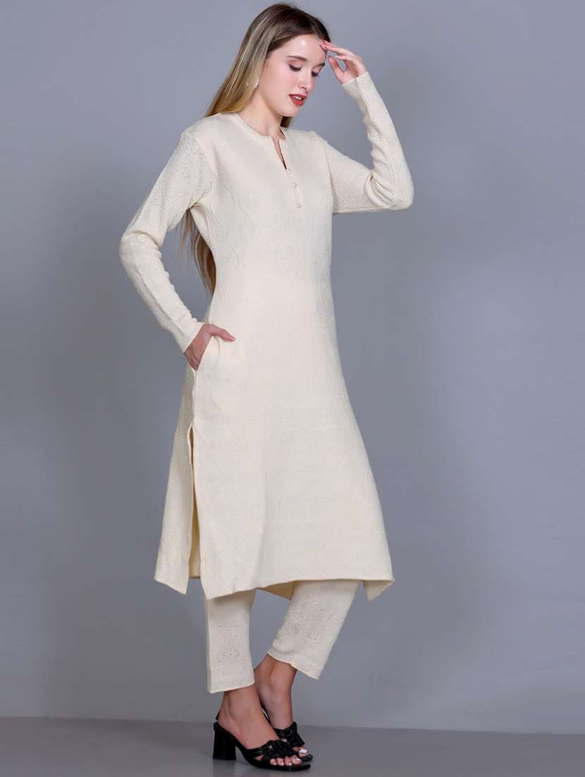 women self design long sleeve suit set - 21711916 - Standard Image - 3