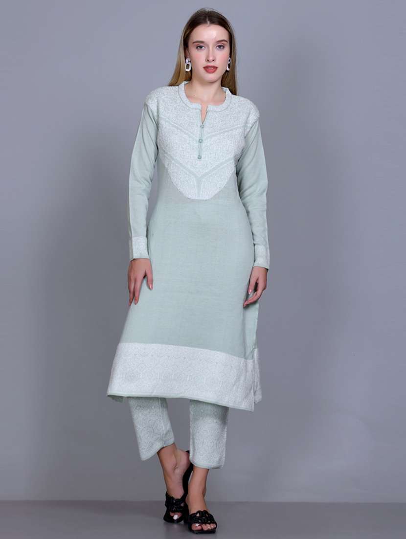 women self design long sleeve suit set - 21711918 - Standard Image - 3