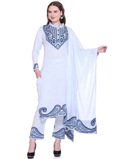 women self design long sleeve suit set - 21711920 - Standard Image - 0