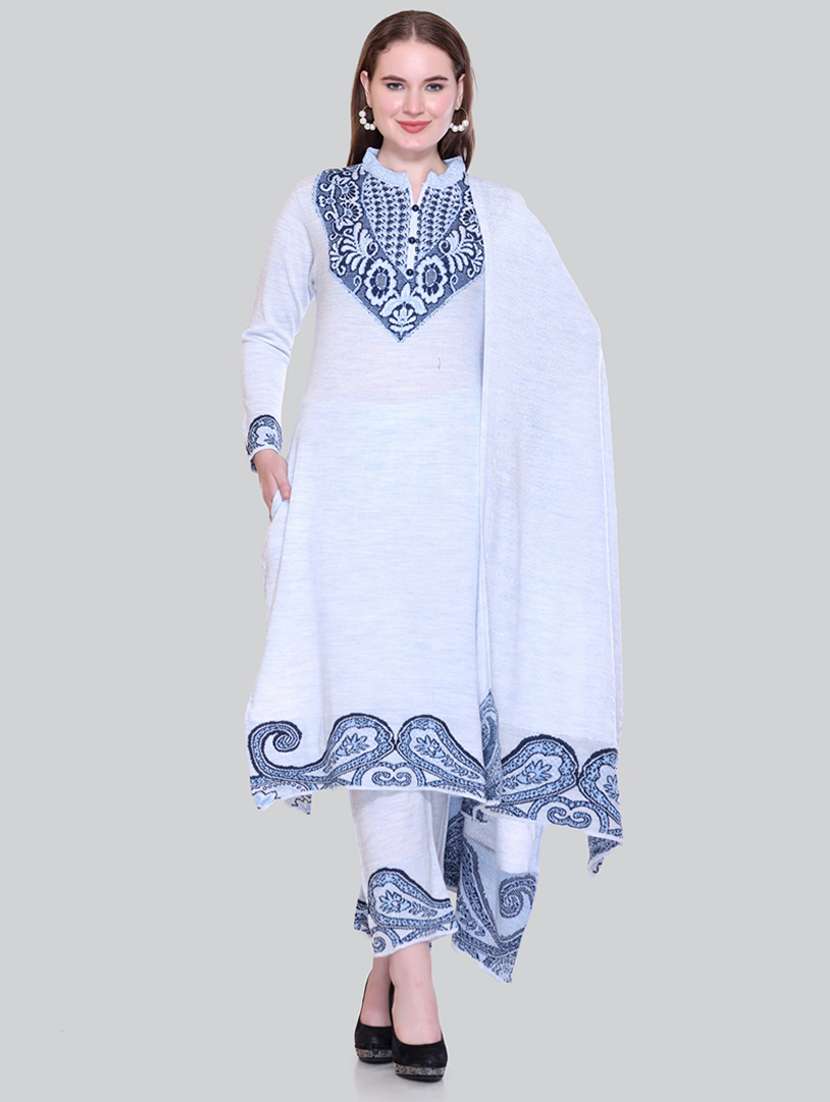 women self design long sleeve suit set - 21711920 - Standard Image - 3