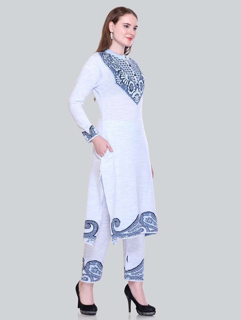 women self design long sleeve suit set - 21711920 - Standard Image - 5