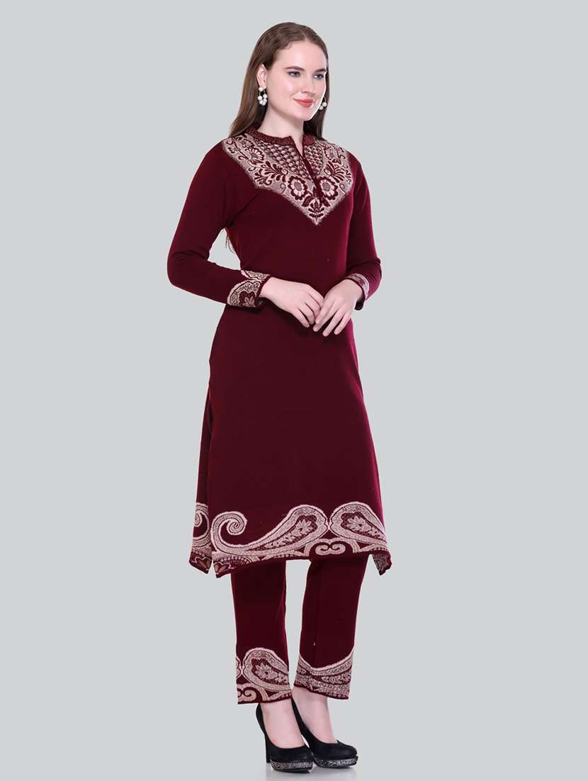 women self design long sleeve suit set - 21711921 - Standard Image - 5