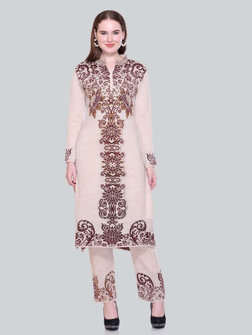 women self design long sleeve suit set - 21711922 - Standard Image - 3