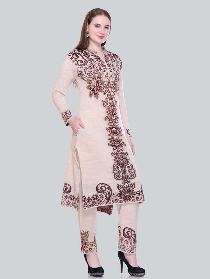 women self design long sleeve suit set - 21711922 - Standard Image - 5