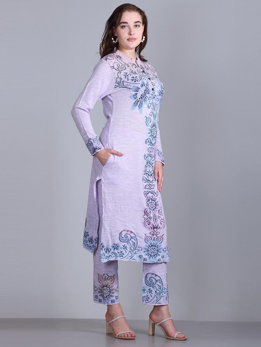 women self design long sleeve suit set - 21711923 - Standard Image - 5