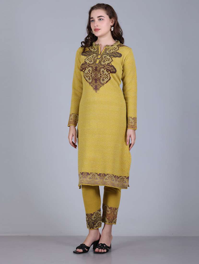 women self design long sleeve suit set - 21711925 - Standard Image - 3