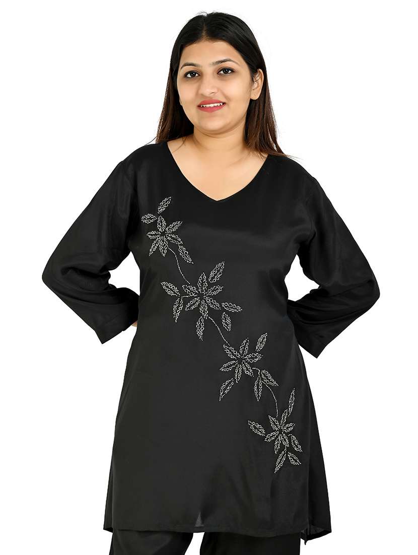 women black embellished v neck co-ords set - 21711978 -  Standard Image - 3