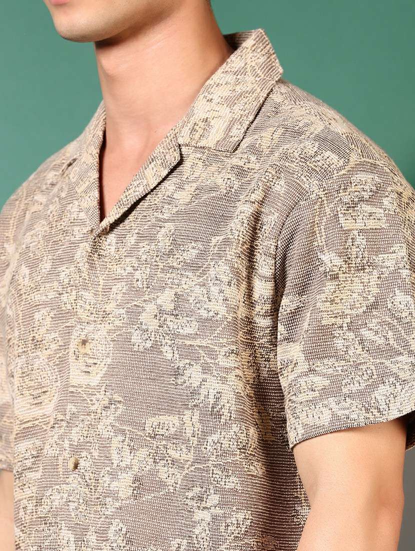 men printed cuban collared casual shirt - 21712000 -  Standard Image - 5