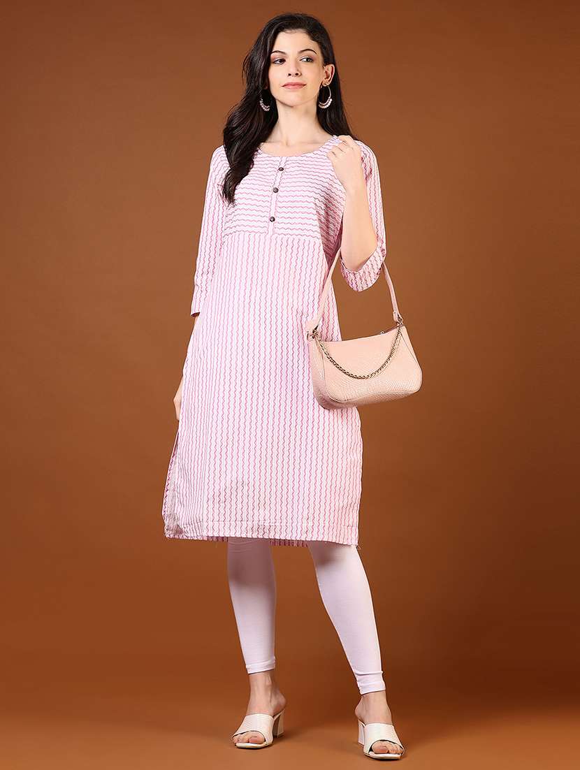 women three quarter sleeve straight kurta - 21712002 -  Standard Image - 3