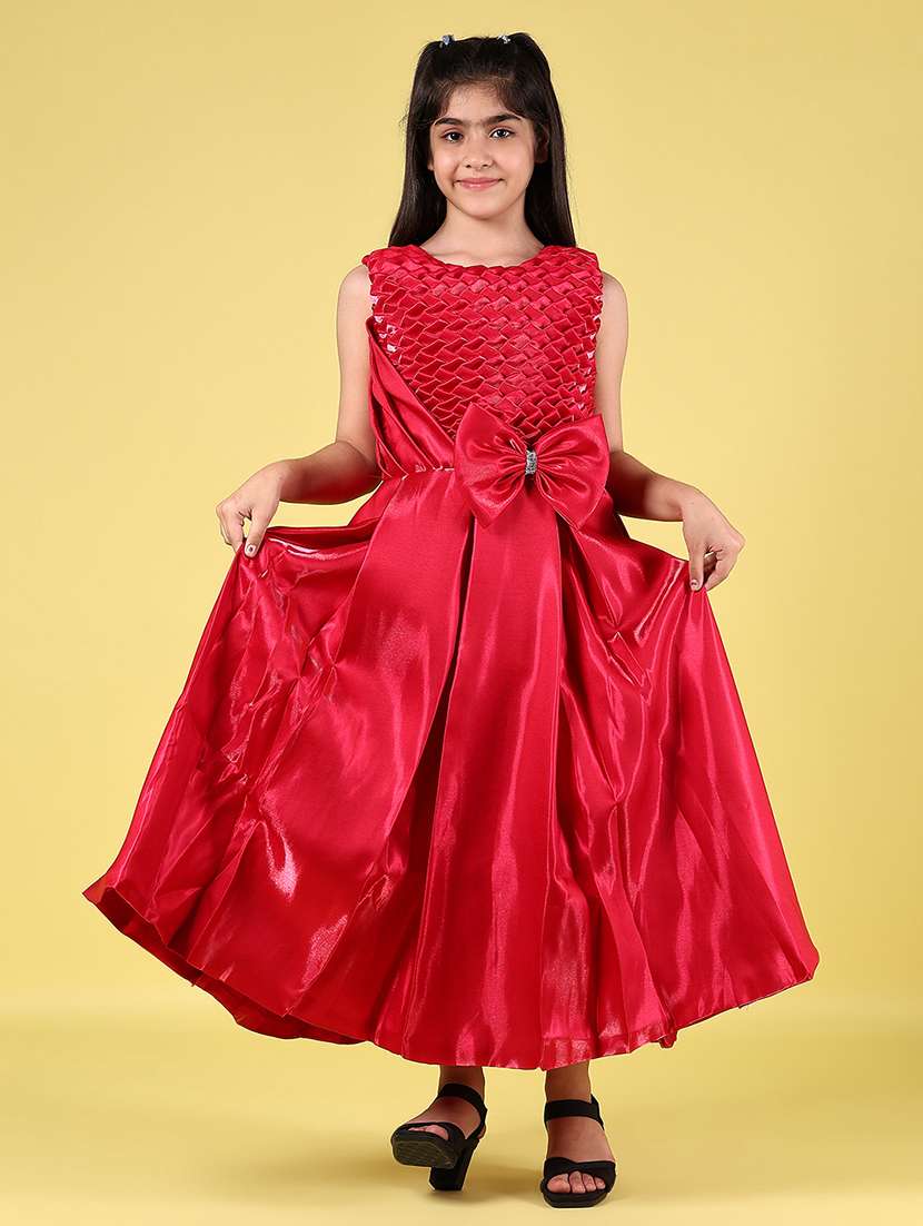 girls solid sleeveless fit and flare dress