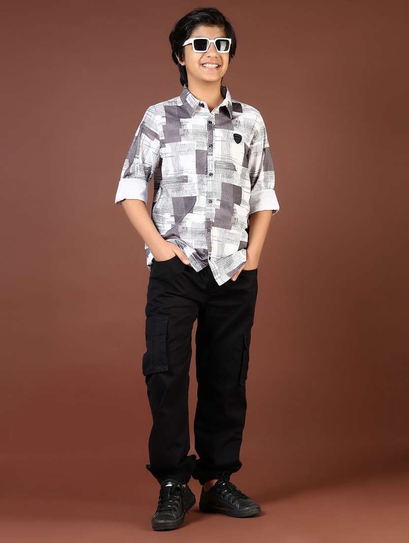 boys printed collared long sleeve shirt - 21712010 -  Standard Image - 5