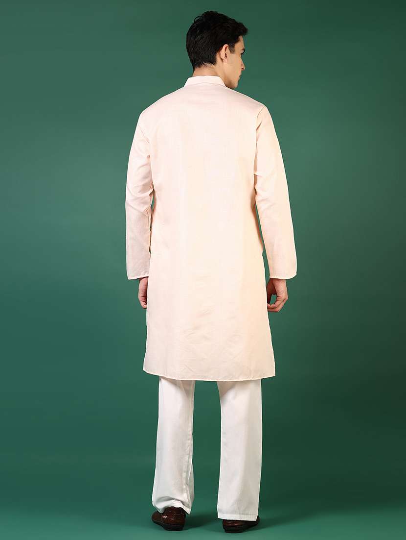 men mandarin neck kurta pyjama ethnic wear set - 21712025 -  Standard Image - 3