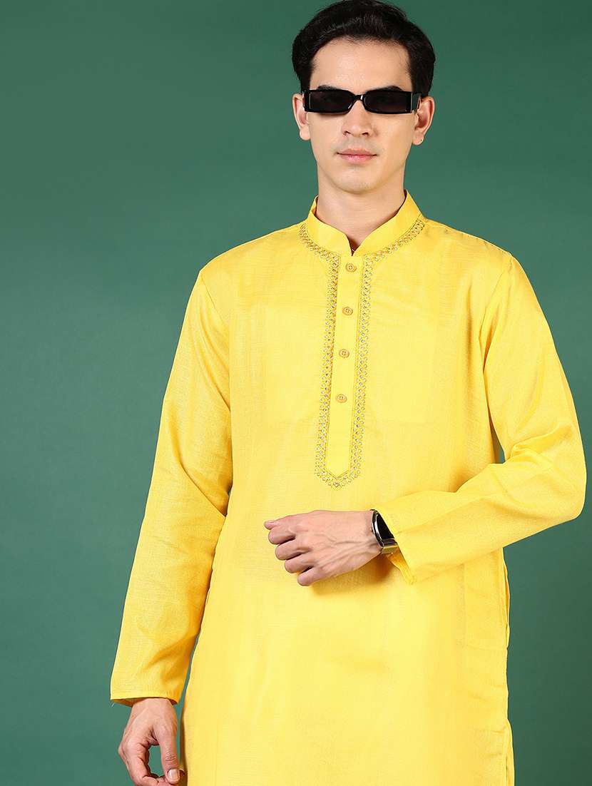 men mandarin neck kurta pyjama ethnic wear set - 21712028 -  Standard Image - 3