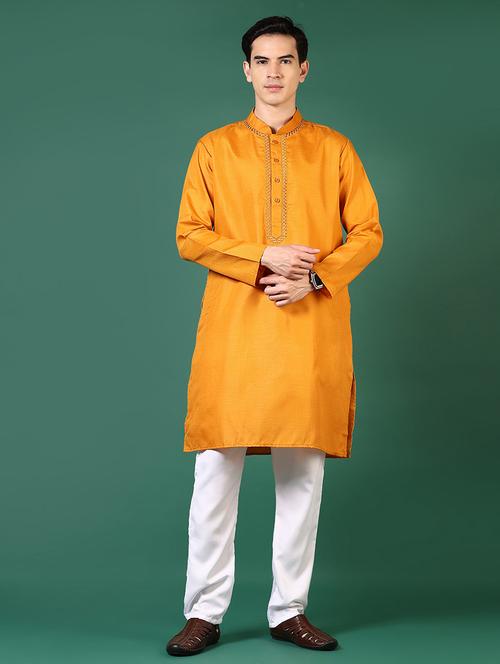men mandarin neck kurta pyjama ethnic wear set - 21712029 -  Standard Image - 0