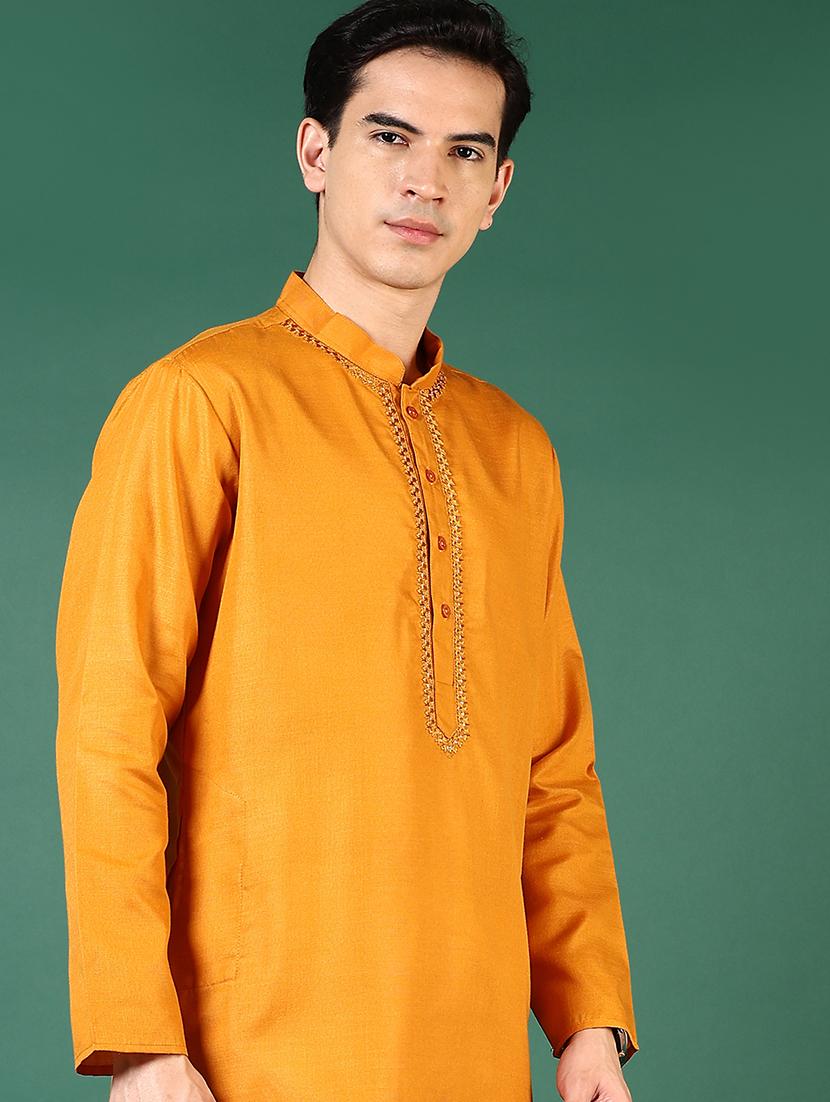 men mandarin neck kurta pyjama ethnic wear set - 21712029 - Standard Image - 3