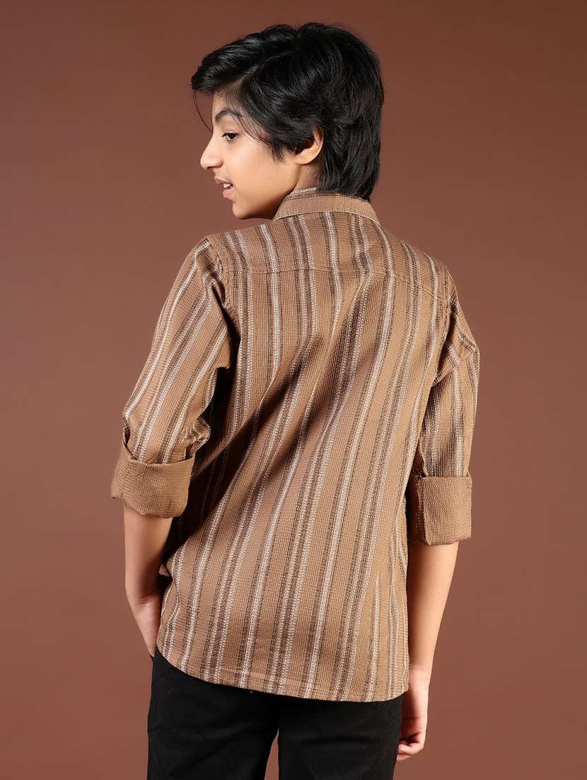 boys striped collared casual shirt - 21712040 -  Standard Image - 3