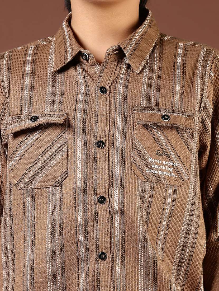 boys striped collared casual shirt - 21712040 -  Standard Image - 5
